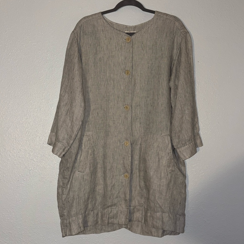 Eileen Fisher Natural Linen Trench Coat